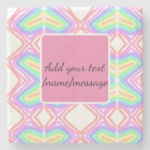 Rainbow watercolor add name text custom message stone coaster