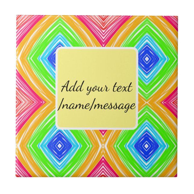 Rainbow watercolor add name text custom message tile (Front)