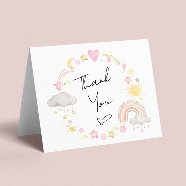 Rainbow Watercolor Baby Girl Shower Thank You Card (Creator Uploaded)