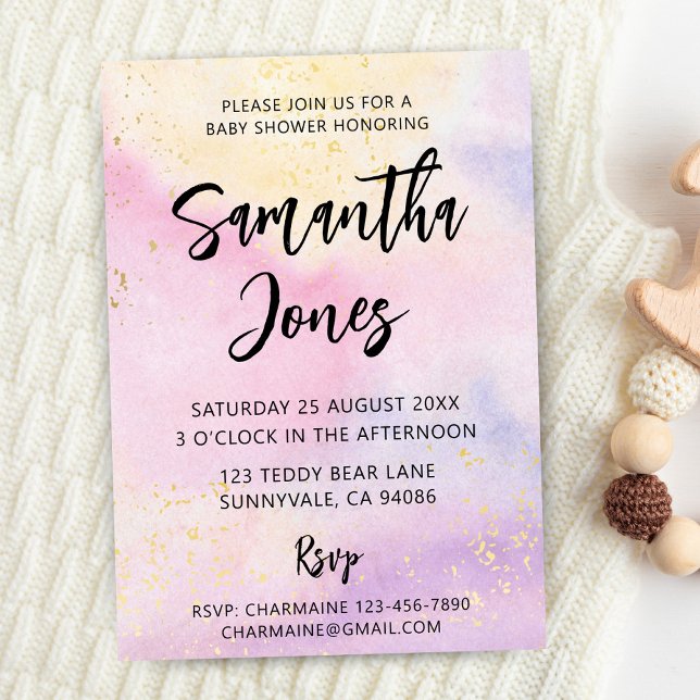Rainbow Watercolor Baby Shower Invitation (rainbow watercolor baby shower invite)