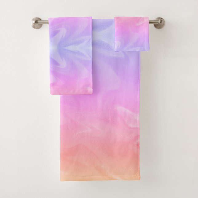 Rainbow watercolor bath towel set (Insitu)