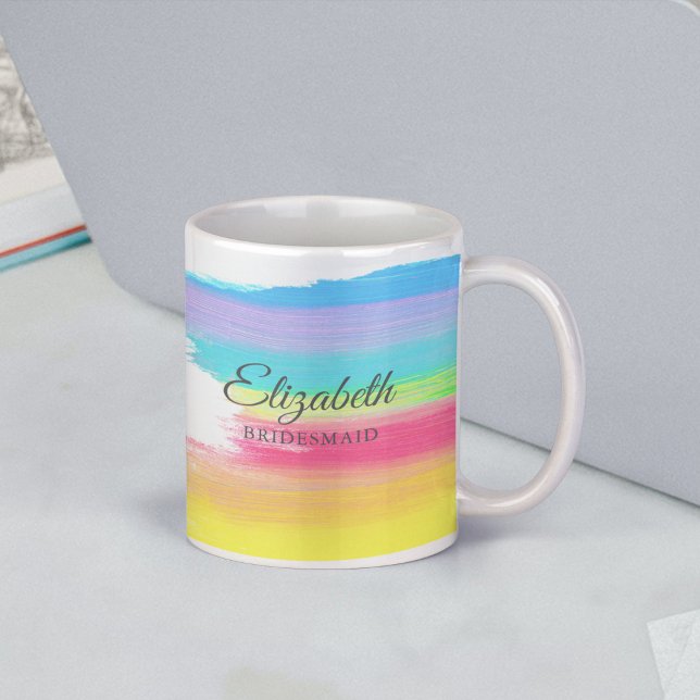 Rainbow Watercolor Beautiful Wedding Bridesmaid Coffee Mug (Creator Uploaded)