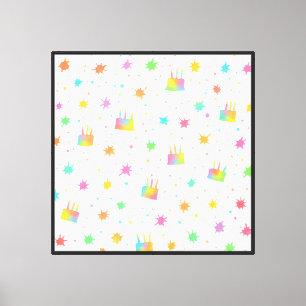 Rainbow Watercolor Birthday Cake Colorful Paint Canvas Print