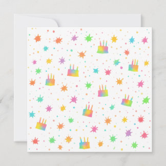 Rainbow Watercolor Birthday Cake Colorful Paint Invitation