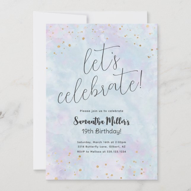 Rainbow Watercolor Birthday Party Invitation (Front)