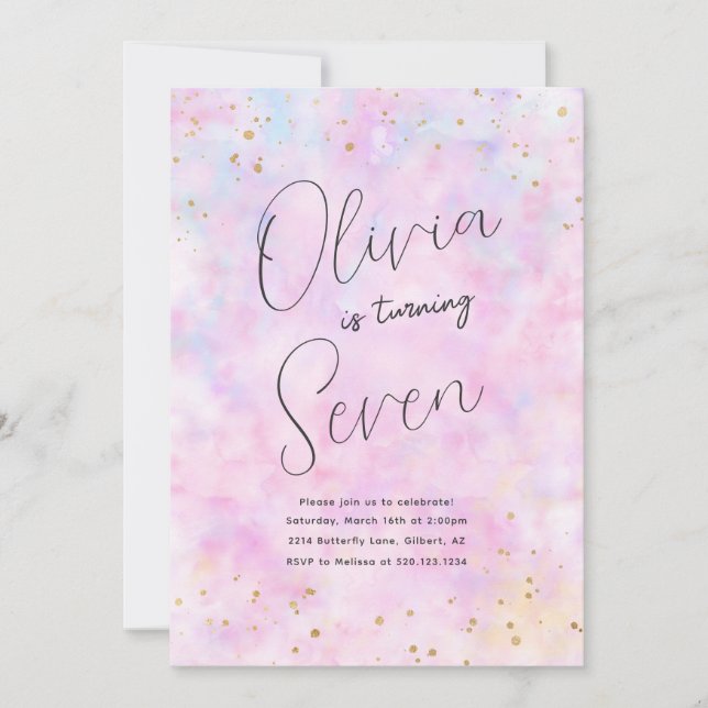 Rainbow Watercolor Birthday Party Invitation (Front)