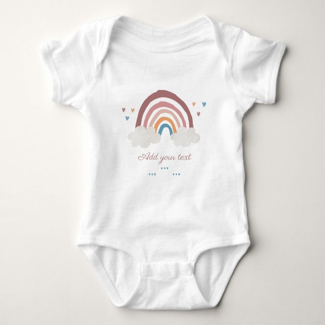 Rainbow Watercolor Boho Baby Bodysuit (Front)