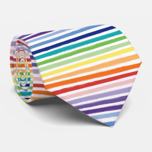 Rainbow Watercolor Brush Stripe Pattern Tie