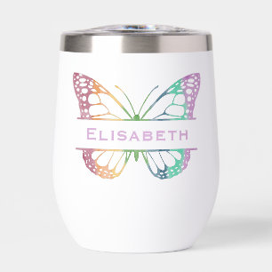 Rainbow Watercolor Butterfly Monogram