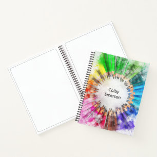 Rainbow Watercolor Circle of Colour Pencils Notebook