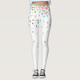 Rainbow Watercolor Confetti Dots Leggings