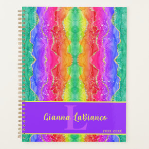 Rainbow Watercolor Crystal Gemstone Design Planner