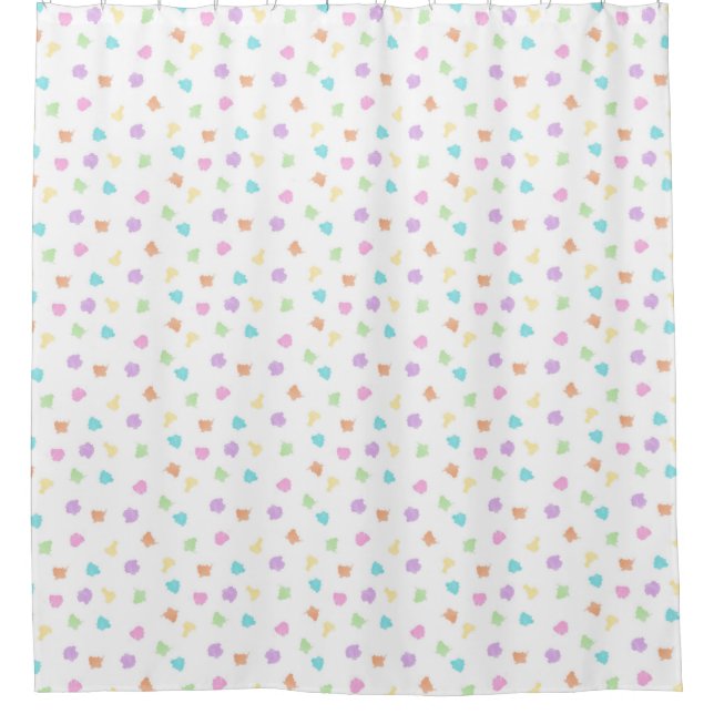 Rainbow Watercolor Dot Shower Curtain (Front)