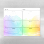 Rainbow Watercolor Double Daily Organizer Magnetic Dry Erase Sheet<br><div class="desc">Dry erase magnetic sheet on which you can organize the day of two people, like you and your partner or your two children. Add chores/tasks, meals, and whatever else you need. Write names by hand at the top. All text is customizable. The daily planner features a watercolor splash in rainbow...</div>