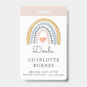 Rainbow Watercolor Doula ID Badge