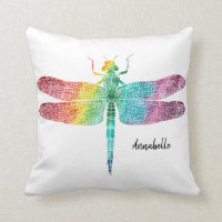 Rainbow Watercolor Dragonfly Personalised Pretty