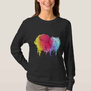 Rainbow Watercolor Drip Pomeranian T-Shirt