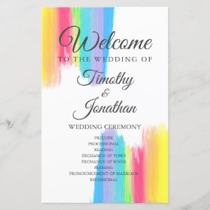 Rainbow Watercolor Elegant LGBT Wedding Program