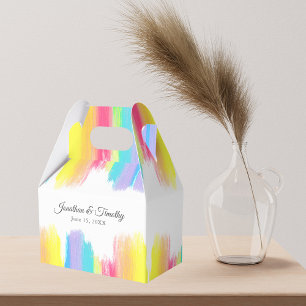 Rainbow Watercolor Elegant Modern LGBT Wedding Favour Box