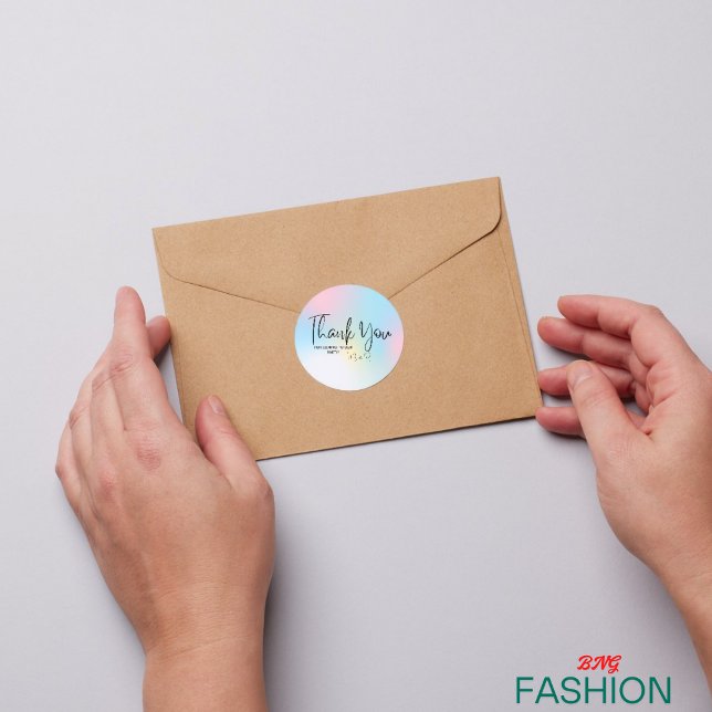 Rainbow Watercolor Elegant Wedding Thank You Classic Round Sticker (#ordernow)