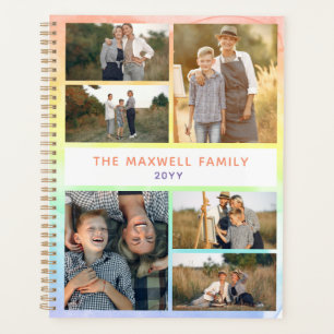 Rainbow Watercolor Family Photo Collage Planner
