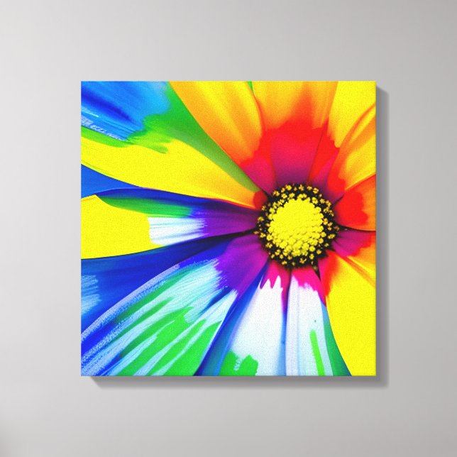 Rainbow Watercolor Flower Stretched Canvas (Front)