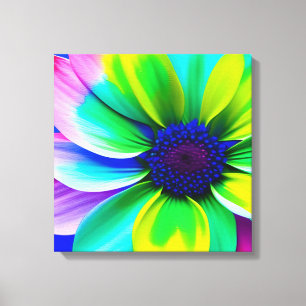 Rainbow Watercolor Flower Stretched Canvas Print