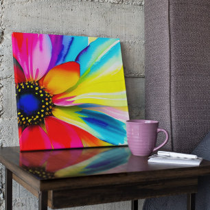 Rainbow Watercolor Flower Stretched Canvas Print
