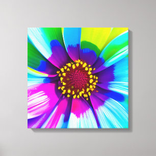 Rainbow Watercolor Flower Stretched Canvas Print