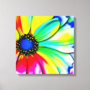 Rainbow Watercolor Flower Stretched Canvas Print
