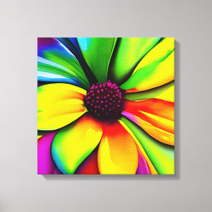 Rainbow Watercolor Flower Stretched Canvas Print