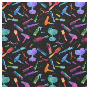 Rainbow Watercolor Hair Stylist Salon Hairstylist Fabric