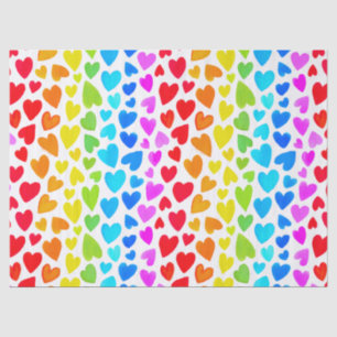 Rainbow Watercolor Hearts Pattern Tissue Paper