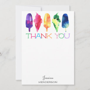 Rainbow Watercolor Ice Cream Popsicle Thank You