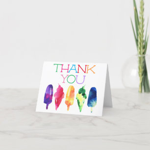 Rainbow Watercolor Ice Cream Popsicle Thank You Card