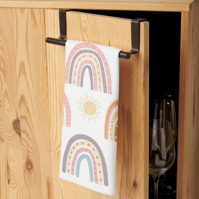 Rainbow Watercolor Kitchen Hand Towel (Thirds Fold)