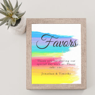 Rainbow Watercolor LGBTQ Wedding Favours Table Poster