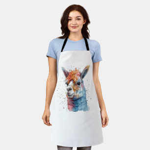 Rainbow Watercolor Llama Apron