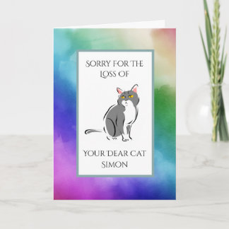 Rainbow Watercolor Loss Of A Cat Sympathy Card