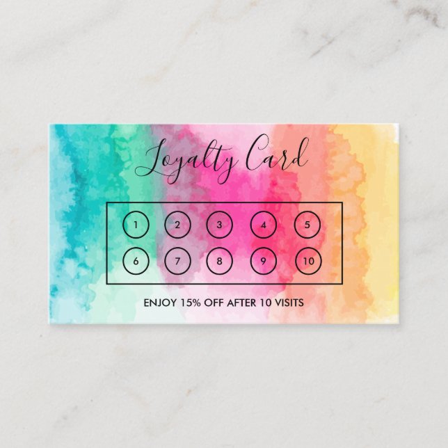 Rainbow Watercolor Loyalty Card (Front)