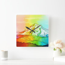 Rainbow Watercolor Mount Hood