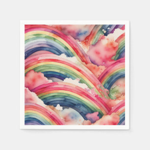 rainbow watercolor napkin