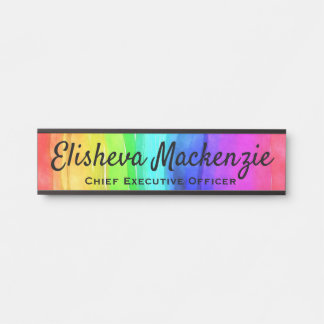 Rainbow Watercolor Office Door Signs Sign Plate