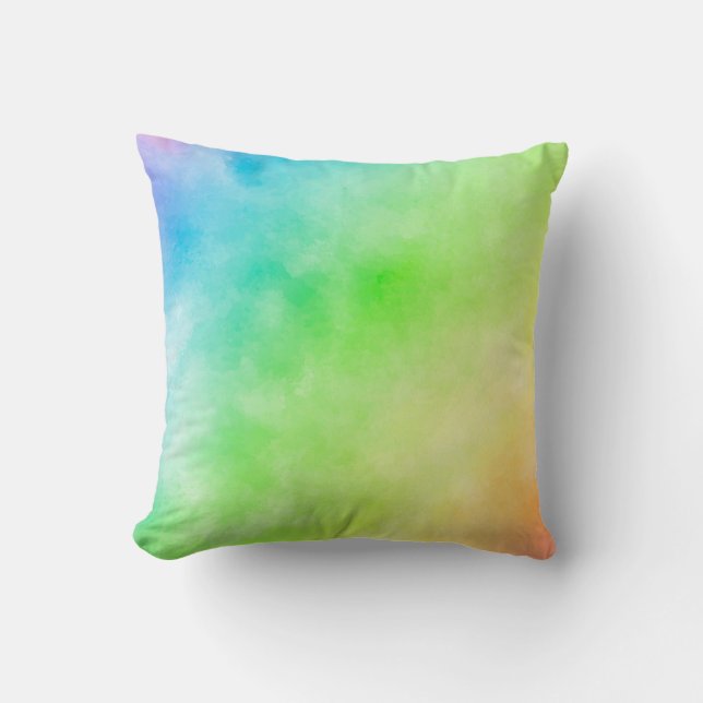 Rainbow watercolor painting cushion (Front)