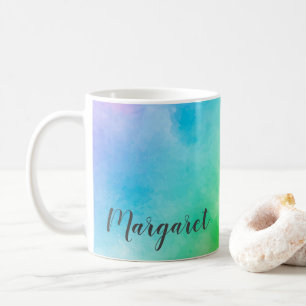 Rainbow watercolor painting throw pillow glass coa coffee mug