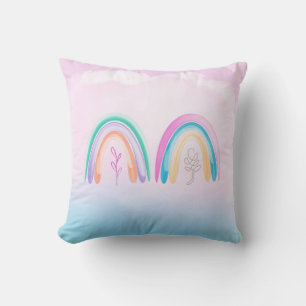 Rainbow Watercolor Pastel Pink and Blue   Cushion