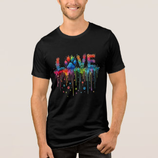 Rainbow Watercolor Paw Print LOVE Men's Pet Lover Tri-Blend Shirt