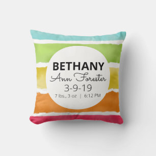 Rainbow Watercolor Personalised Baby Pillow