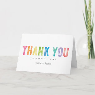 Rainbow Watercolor Personalised Thank You Card