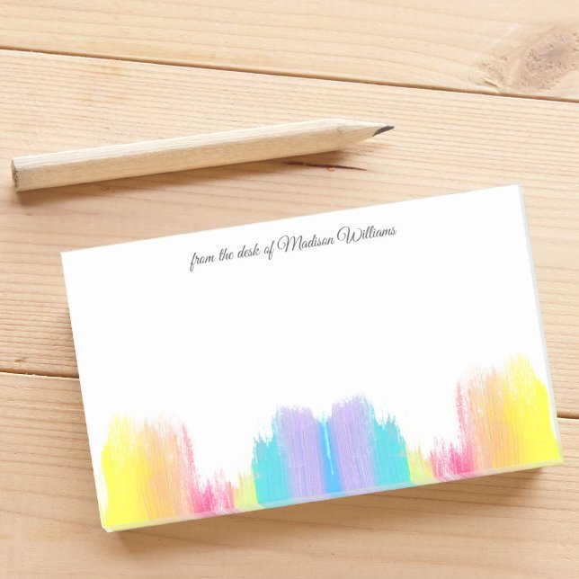 Rainbow Watercolor Pretty Personalised Desk of Post-it Notes (Creator Uploaded)